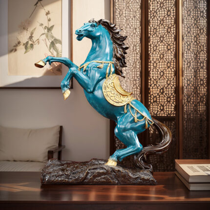 High-quality colored copper horse leading the way horse figurine for home decoration, office art piece, opening gift, display piece